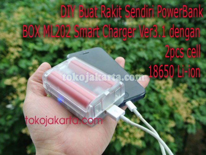 DIY Buat Rakit Sendiri PowerBank BOX ML202 Smart Charger Ver3.1 2pcs cell 18650 li-ion (PB01021-belum termasuk baterai)