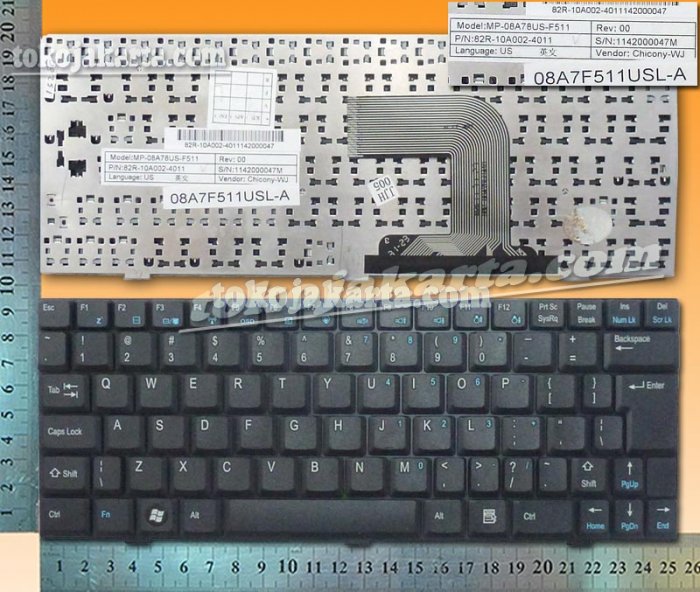 Keyboard Laptop Advan Advent Advance P1N-46132s, Vanbook P1N-46132s / MP-08A73US-F51, MP-08A78US-F511,82R-10A002-4011, 08A7F511USL-A ( Black - US Version - 015981)
