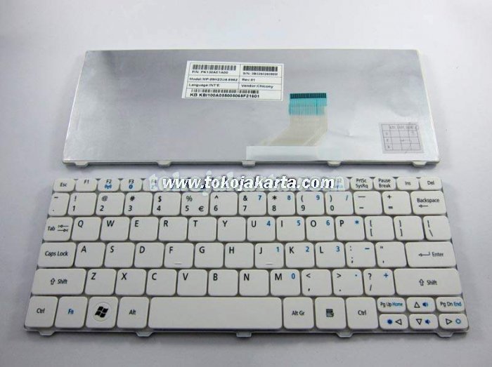 Keyboard Laptop Acer Aspire ONE D257-13876 ,  D257-1622 ,  D257-1806 ,  Happy, D270, AOD270, eMachine 355, eM350, eM355 Series / KB.I100A.114, 106A30095, KBI100A114, KBI100A114106300981600, PK130D31B00, V111102BS3 UI (WHITE-15031)