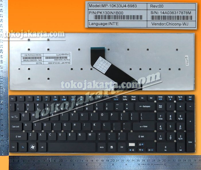 Keyboard Laptop ACER Aspire 5755 5755G, 5830 5830G 5830T 5830TG, V3-551, V3-571, V3-571G, V3-731, V3-771, V3-771G Series/ MP-10K33U4-6983, MP-10K33U4-6983, PK130IN1B00, PK130HQ1A00 (Black without Frame Numlock-15028)