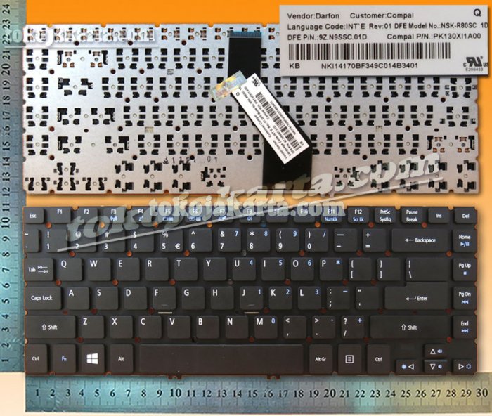 Keyboard Laptop ACER Aspire V5-473 V5-473G V5-473P V5-473PG WIN8 Series/ 9Z.N9SSC.01D, PK130XI1A00, NSK-R80SC 1D (Black without Frame- 15046)