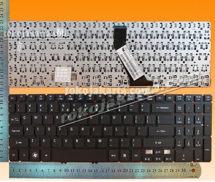 Keyboard Laptop Acer Aspire V5 V5-531, V5-551, V5-552, 5-571, V5-572, V5-573, V7-581, V7-582 Series/ NSK-R90SQ 1D, AEZRKR01010, DAFAEZEKR01010130410, 9Z.NAGSQ.01D, NK.I1717.0BD, R90-US, 6K+NAG0M.00A A01 (Black without Frame NumLock - 15053)