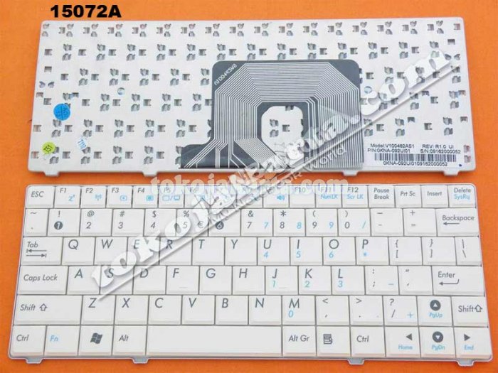 Keyboard Laptop Asus EPC Eee PC 900HA, T91, S101 Series (White) / V100462AS1, 0KNA-091UI01, 0KNA-092US11, MP-08F43US-5281