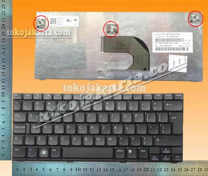 Keyboard Laptop Dell Mini 1012, 1018 Series / 0MMWR2, SWN051D1, V111502AK1, V111502AK-HF, PK1309W1A11, PK1309W1A00, PK1309W2A00, 029A03074, 0V3272, V3272 (Black - BIG ENTER Version - 15116)