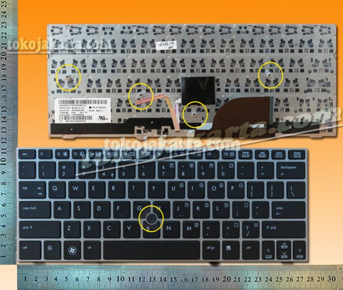 Keyboard Laptop HP Elitebook 2170P with Pointer Series/ 677598-D61, 705613-D61, SN8111, SG-49400-3EA, 90.4RL07.I1H, T12070400484 (Silver Frame Black - 15428)