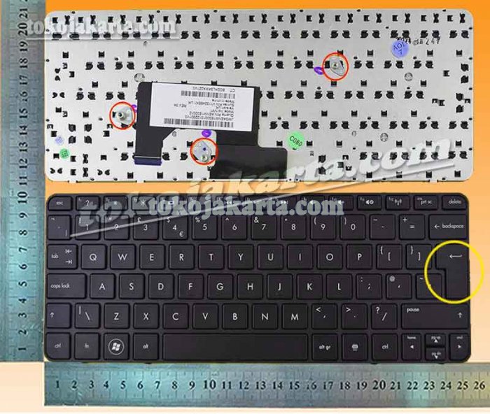 Keyboard Laptop HP Mini 1103, 110-3500, 110-3510Nr, 110-3530Nr, 110-3600, 210-3000 Series/ AENM1A00310, MP-10C66TQ6920, BCDAV3AH1N00J, NM1 (Black Frame Black - Big Enter Version - 15437F)