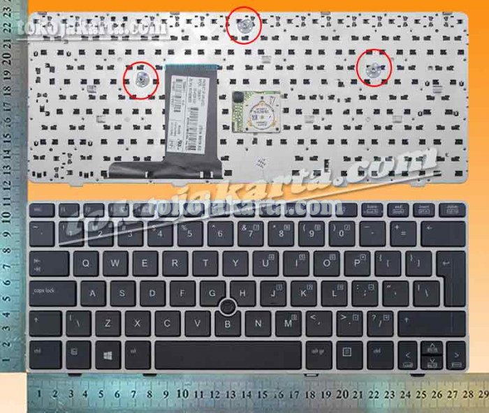 Keyboard Laptop HP Pavilion EliteBook 2560 2560P 2570 2570P Series/ 638512-D61, 651390-D61, SG-45200-3EA, 6037B0055137, XB208AV, 6037B0065301, 651390-AB1, 6037B0055113, 638512-211 With Pointer (Black Frame Grey - Big Enter - 15480)