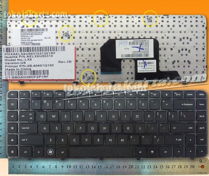 Keyboard Laptop Notebook Pavilion DV6-3000 DV6-3100 DV6-3200 DV6T-3000 DV6T-3100 DV6T-3200 DV6Z-3000 DV6z-3100 DV6z-3200 Series/ 593296-001, 641499-001, 606743-001, AELX6U00310, LX6, NSK-HR0UQ, V112846AS1 (Black Frame Black)