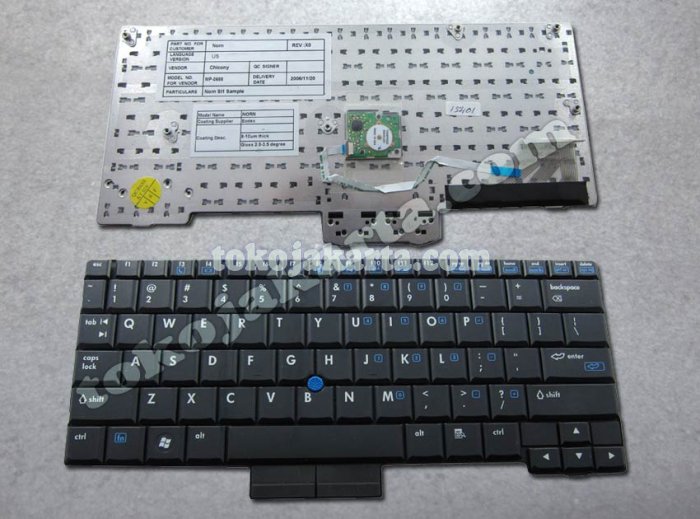 Keyboard Laptop HP Compaq 2710 2710p / HP Business Notebook 2710 2710P 2730 2730p Series / 90.4R807.S01 90.4R807.S1D 454696-001 454696-B31 V070130BS1 (Black With Pointer)