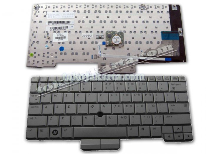 Keyboard Laptop HP Compaq 2710 2710p / HP Business Notebook 2710 2710P 2730 2730p Series / 90.4Y807.S01 90.4R807.S01 90.4R807.S1D 454696-001 454696-B31 V070130BS1 V070130BS2 (Silver With Pointer)