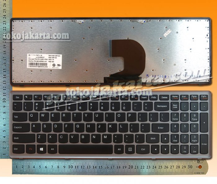 Keyboard Laptop IBM Lenovo Ideapad Z500 P500 Series/ T6F1-US, 25206237, NSK-BF4SC PK130SY1F00, 9Z.N8RSC.401 (Black frame Grey-15323)