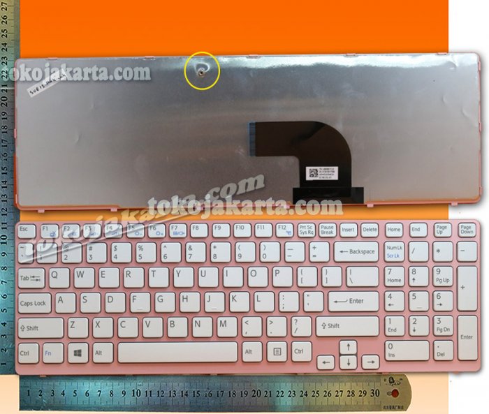 Keyboard Laptop SONY VAIO SVE15 SVE-15 Series/ 149077111, 1-490-771-11, 149088011USX, 149093111US AEHK5U031303A, AEHK5R001103A, V133846BS3US, V133846AS3UI (Pink Frame White Win8 -15278F)