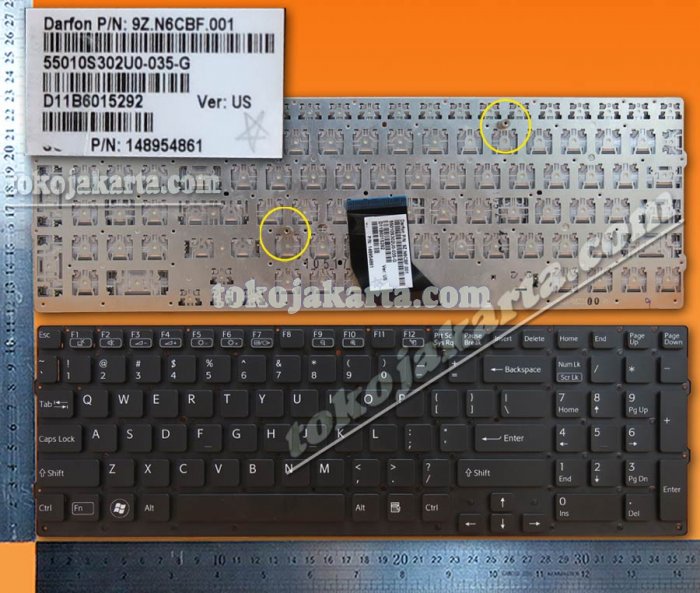 Keyboard Laptop SONY VPC-CB VPC-CB17 Series/ 9Z.N6CBF.001, 9Z.N6CSF.001, 148954411, 55010S302U0-035-G, 148954861 (Black without Frame / 15265F)