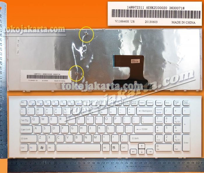 Keyboard Laptop SONY VPC-EJ Series/ V116646H, AEHK2U00020, 36300718, 148972311 (White Frame White / 15259L)