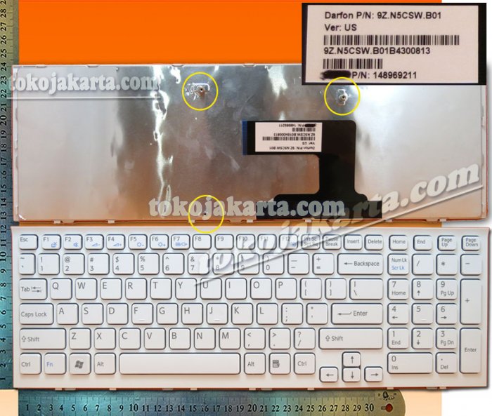 Keyboard Laptop Sony VPC-EL VPCEL Series/ 90.4MQ07.U01131101091, V1166308, 9Z.N5CSW.B01, 148969211, 9Z.N5CSW.B01B4300813  (White Frame White /15256)