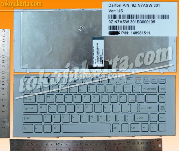 Keyboard Laptop Sony VPC-EG11FX, VPC-EG13EL, VPC-EG15, VPC-EG16FM, VPC-EG18 Series 1-489-702-11, 148970211, 9Z.N7ASW.101 (White Frame White)