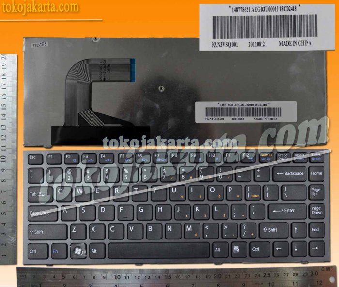 Keyboard Laptop Sony VPC-S Series / 148778711, 9Z.N3VSQ.00U (Black Frame Black US)