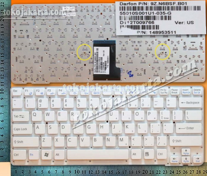 Keyboard Laptop Sony Vaio VPC-CA, PCG-61711W series / 9Z.N6BBF.A01, 148953861, SDABF, 9Z.N6BBF.A1D, 148953871 (White without Frame / 15270A)