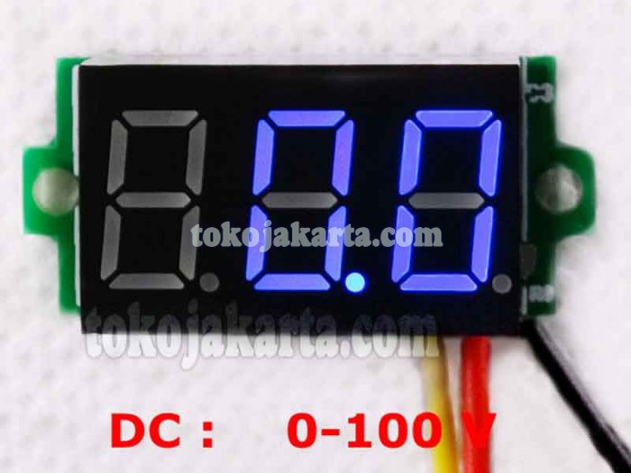 LED Display DC 0V-100V 0.28 Inch Mini Digital Voltmeter Blue (20283)