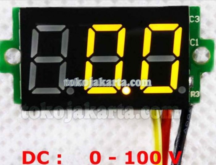 LED Display DC 0V-100V 0.28 Inch Mini Digital Voltmeter Yellow (20282)