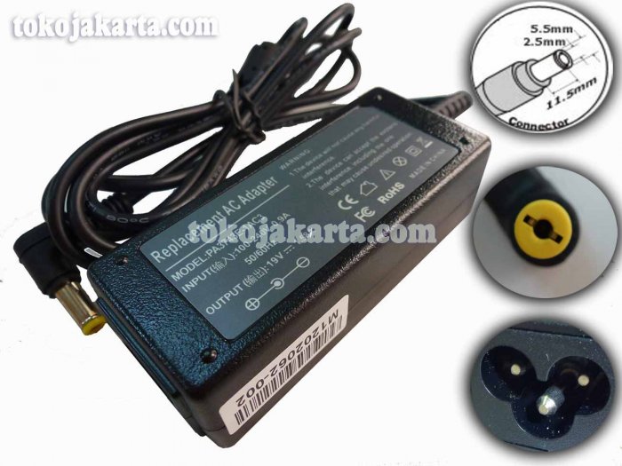 Replacement AC Adaptor Laptop Toshiba 19V 1.58A  / 5.5*2.5mm Termasuk Kabel Power (ADPT09)