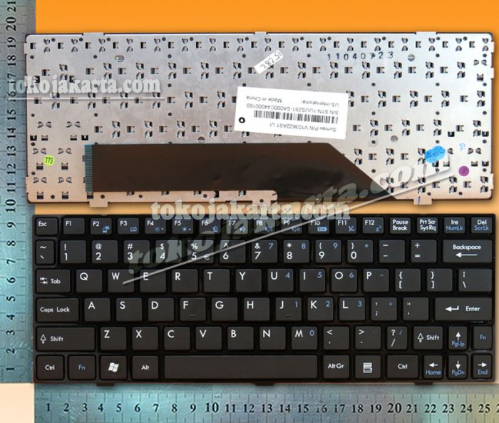 Keyboard Laptop MSI U135 n550, U160 Series/ V103622AS1, S1N-1UUS2S1 (Black Frame Black)