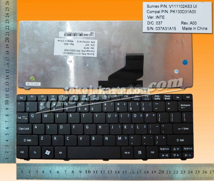 Keyboard Laptop Acer Aspire ONE 521 522 532 532H 532G AO532H AO521 AO522 AO533 AOD255 AOD255E AOD260 AOD270 D255 255E D257 D260 D270 NAV50 PAV70 / Happy 2/ Gateway LT21 / eMachine eM350/ KB.I100A.055, KBI100A055, PK130AE1A00, MP-09H23U4-6982 (Black-15031B