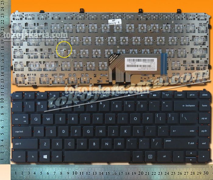 Keyboard Laptop HP Envy 4-1000 4-1100 4-1200 4-1105DX 4-1110US 4-1112TX 4-1015DX 4-1115DX 4-1130US 4-1117NR 4T-1100 4T-1200, 6-1000 6-1100 6-1200 Envy 14 inch Series/ 698682-001, PK130T51A00, MP-11M63USJ698W (Black without Frame - 15520B)