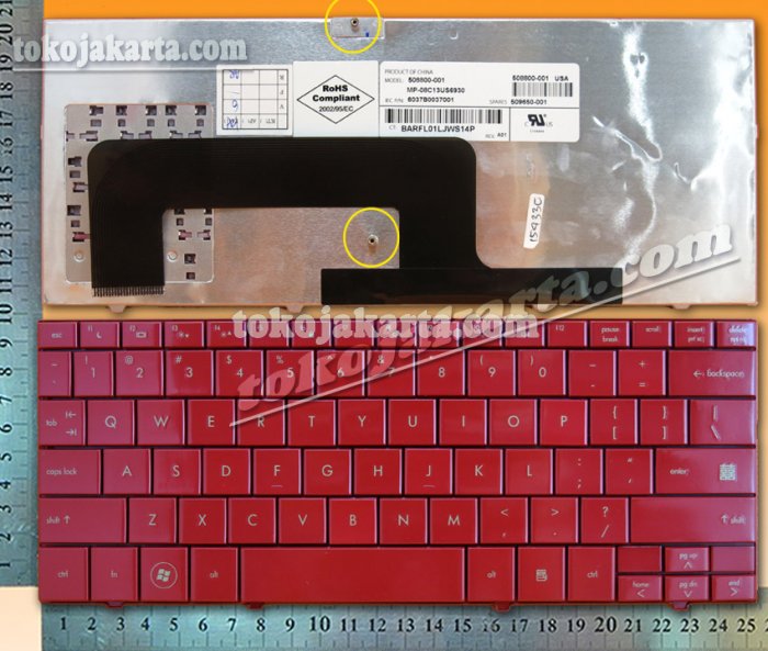 Keyboard Laptop HP MINI700, MINI 700 701 702 730, MINI1000, MINI 1000, 1010NR 1100 1030NR 1033CL 1035NR Series/ 508800-001, 509650-001, MP-08C13US6930, 6037B0037001 (RED)