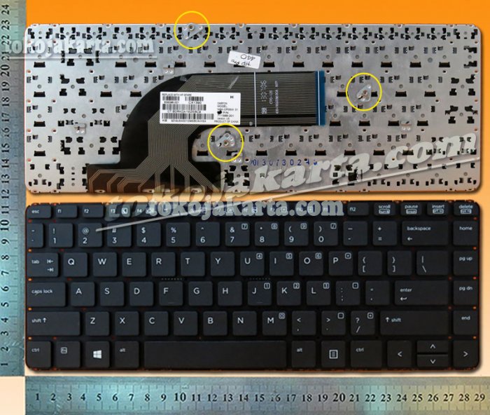 Keyboard Laptop HP Probook 440 G0 440 G1 445 G1 445 G2 446 Series/ 639396-001, 711588-001, NSK-CP0SW, N9J0M00A-A07, 9Z.N9JSW.001, 90.4YZ07.L01 (Black without Frame - 15605)