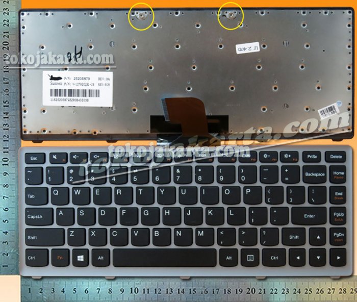 Keyboard Laptop IBM Thinkpad Lenovo IdeaPad Z370 Z400 Z400A Z400T Z400P Z400N Z410 P400 Series/ 25013004, 25205879, MP-24LA3US-6864, MP-10A1, 2370-US, MP-3A, L02-4, V-127920LS1-US1 (Black with Silver Frame-15323P)