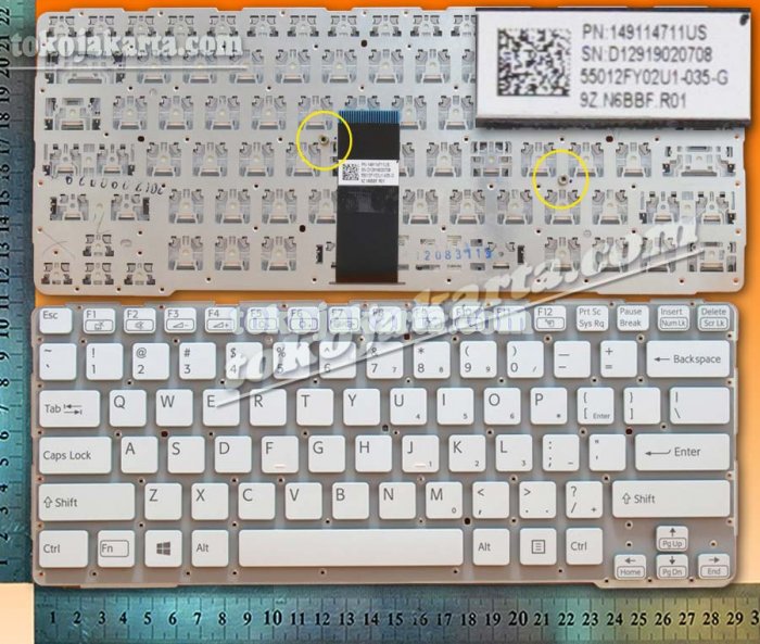 Keyboard Laptop Sony SVE14 SVE14A SVE-14 SVE-14A Series/ 9Z.N6BBF.R01, 149114711US, 55012FY02U1-035-G, 149009721USX, 550121762U0-035-G, 9Z.N6BBF.C1D, 149114311LA, 9Z.N6BBF.Q1E, 149009811GB, 9Z.N6BBF.C0U (White Cyan Side without Frame - 15255A)