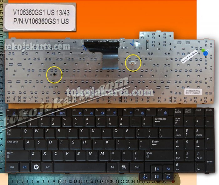 Keyboard Laptop SAMSUNG P530 P580 R517 R523 R525 R528 R530 R538 R540 R618 R620 RV508 RV510 Series/ V106360GS1 US, 9Z.N5LSN.00U (Black-16142)