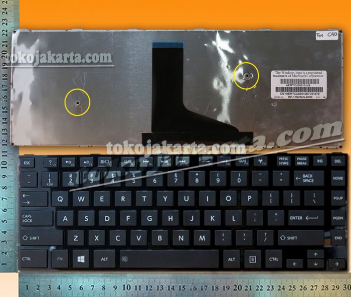 Keyboard Toshiba Satellite C40, C40A, C40-A, C45, C40D, C40t, C45t, L40A, L40-A Series/ MP-11B23US-920B, MP11B23US-920B, AEMTCU00010-US With 2 Baut (Black Frame Black-15252K)