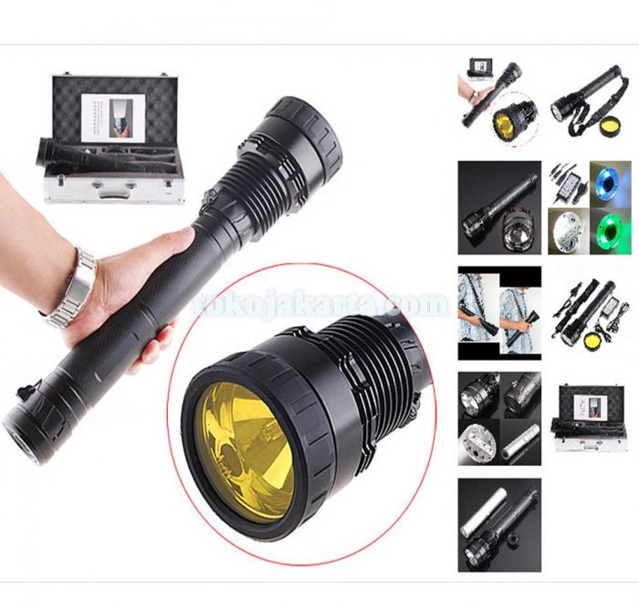 Senter Flashlight Torch Ultra-Bright HID Xenon 35/28W Li-ion 6600mAH (Black-0235)