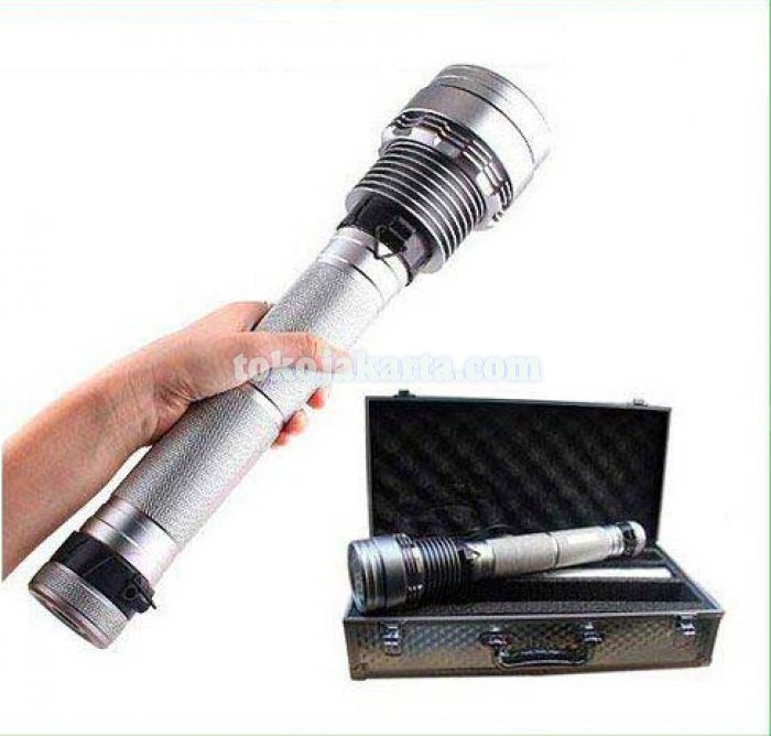 Senter Flashlight Torch Ultra-Bright HID Xenon 35/28W Li-ion 6600mAH (Silver-0235A)
