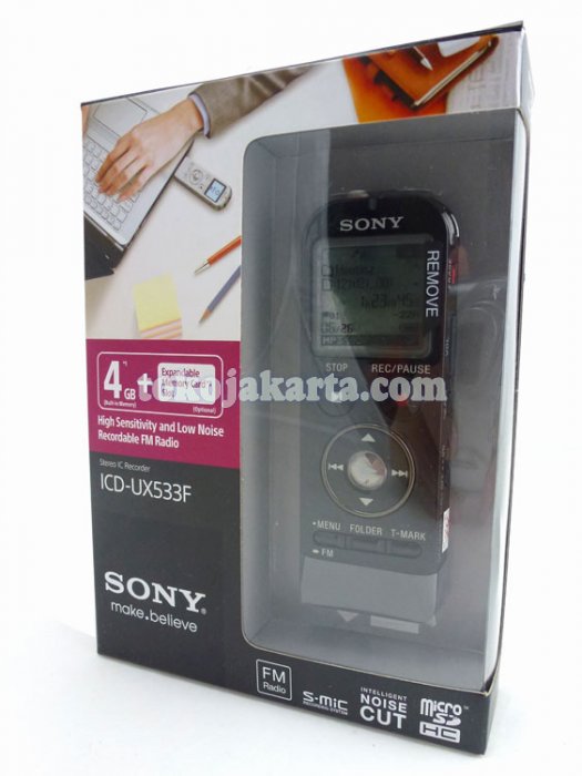 Sony ICD-UX533F 4Gb Digital Voice Recorder + Recordable FM (Built In Micro SD Slot) - BLACK