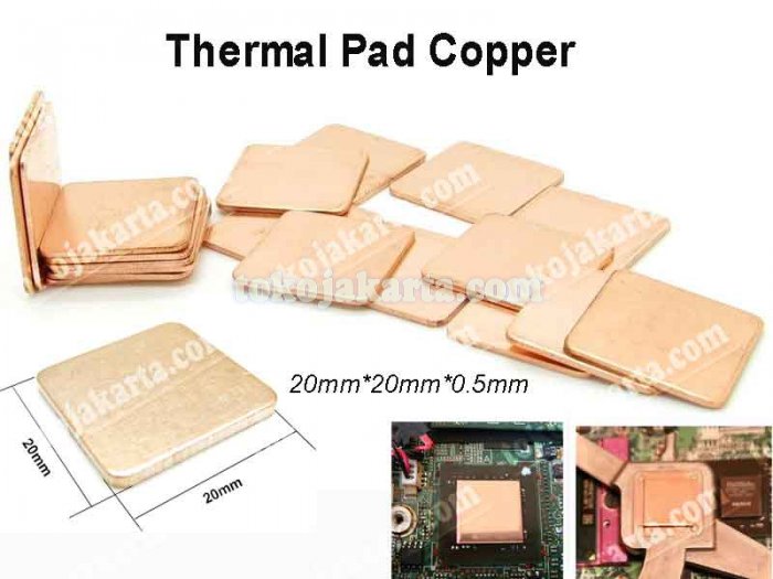 Thermal Pad Copper 20mm*20mm*0.5mm For Heatsink, Radiator, CPU, GPU, VGA, Prosesor DLL (TS3205)